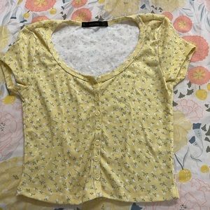 Pale Yellow Floral Crop Top